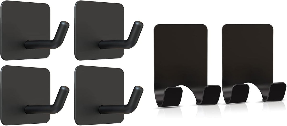 4 Pcs Adhesive Hooks with 2 Pcs Adhesive Razor Hooks