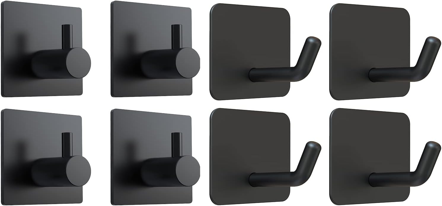 2 Types of Black Adhesive Hooks Bundle