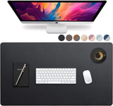 Leather Desk Pad 36" x 20",  Office Desk Mat Waterproof Black - Premium Quality - Smooth Mouse Writing Surface - Maximum Protection Dual-Sided Pu Leather Blotter for Desk Office/Home