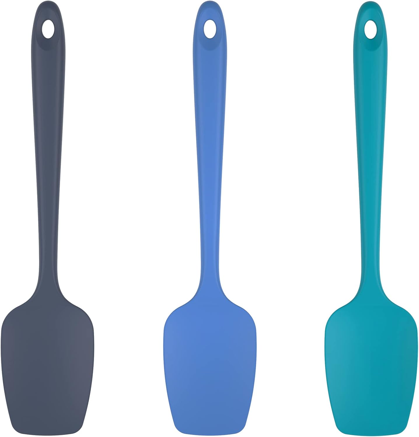 Silicone Spoon Spatula Set, 600ºF High Heat Resistant Food Grade Flexible Rubber Scraper, Cooking Mixing Baking Kitchen Utensils Set of 3 (Multicolors)