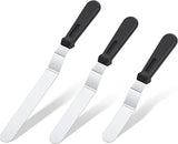 Icing Spatula,  Offset Spatula Set with 6", 8", 10" Blade,Stainless Steel Angled Cake Decorating Frosting Spatula Set of 3 (Black)