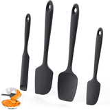 600ºF Heat Resistant Silicone Spatulas: Flexible Food-Grade Silicon Baking Scraper, Kitchen Cooking Mixing Utensils with Upgraded Sturdy Handle Tip for Nonstick Cookware (4-Pc., Black)