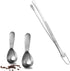 2 Tablespoon Metal Measuring Spoon Set of 2 with Short Handled Measure Scooper (Silver, 2Tbsp/30ml) and 8in Kitchen Plating Tweezer:18/8 Stainless Steel Food-Grade Metal Food Tong (Round Tip)
