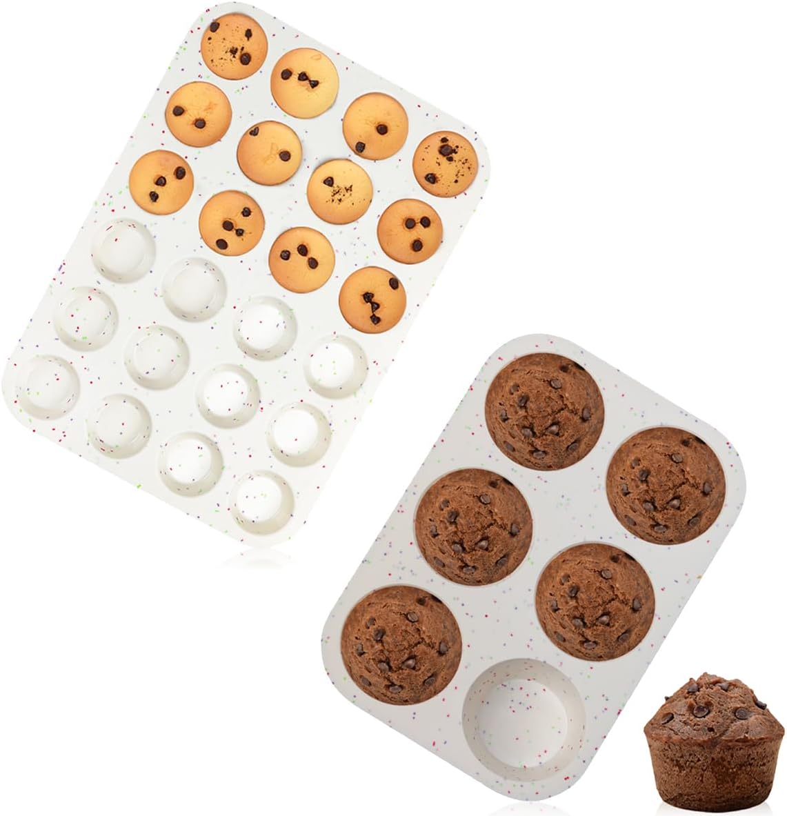 Silicone Muffin Pan, 24 Cups Nonstick Mini Cupcake Pan, Jumbo Muffin Pan, 3.5" Large 6 Cup for Baking Muffin, Cupcake, Egg Bites, Fat Bomb, Confetti