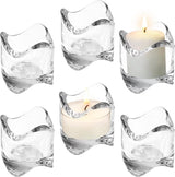 Tea Lights Votive Candles Holders (Set of 6), 2 in. Glass Candle Cups, Wedding Table Centerpiece, Home Decor, Party, Dinner & More