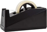 Desktop Tape Dispenser Adhesive Roll Holder (Fits 1" & 3" Core) Heavy Duty Premium for Office, Home, School, Library, Crafts, Moving, Giftwrapping with Weighted Nonskid Base, Black