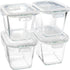 Soup Containers with Lids Glass 32 oz, 4 Cup Borosilicate Glass Food Storage Containers, Microwave & Freezer Safe Jars, Small Square Meal Prep Bowl for Salad, Fruit, Lunch, Ice Cream, Travel, 4 Pack