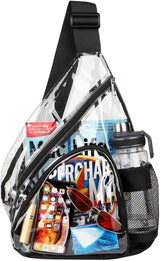 Clear Sling Bag, Clear Bag Stadium Approved, Transparent Shoulder Crossbody Backpack Chest Casual Daypack
