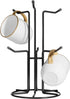 Mug Tree for Large Cups, Counter Coffee Mug Holder with 6 Hooks, Metal Coffee Cup Holder Tree, Standing Rack for Countertop, Kitchen Counter Decor, Black