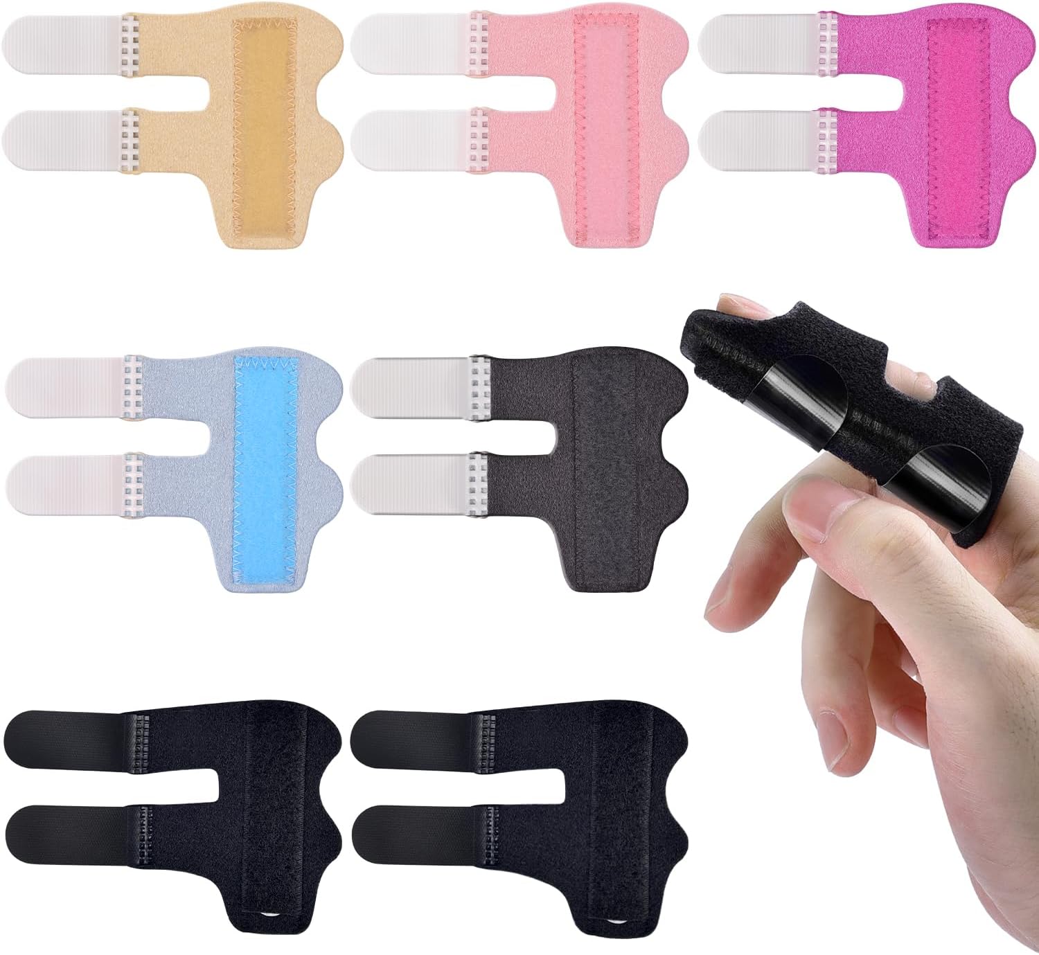 Finger Splints, 7pcs Finger Support Brace Finger Stabilizer for Broken Fingers Straightening Arthritis Knuckle Immobilization