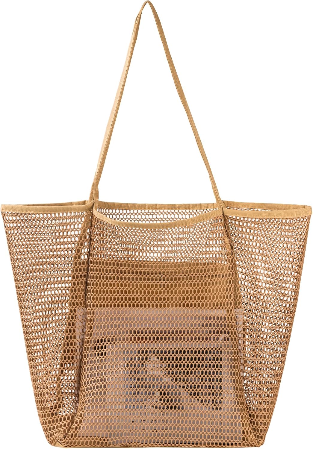 Mesh Beach Bag, Beach Bags for Women, Woven Straw Beach Tote Bag Waterproof with Inner Pocket, Packable Beach Bag