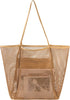 Mesh Beach Bag, Beach Bags for Women, Woven Straw Beach Tote Bag Waterproof with Inner Pocket, Packable Beach Bag