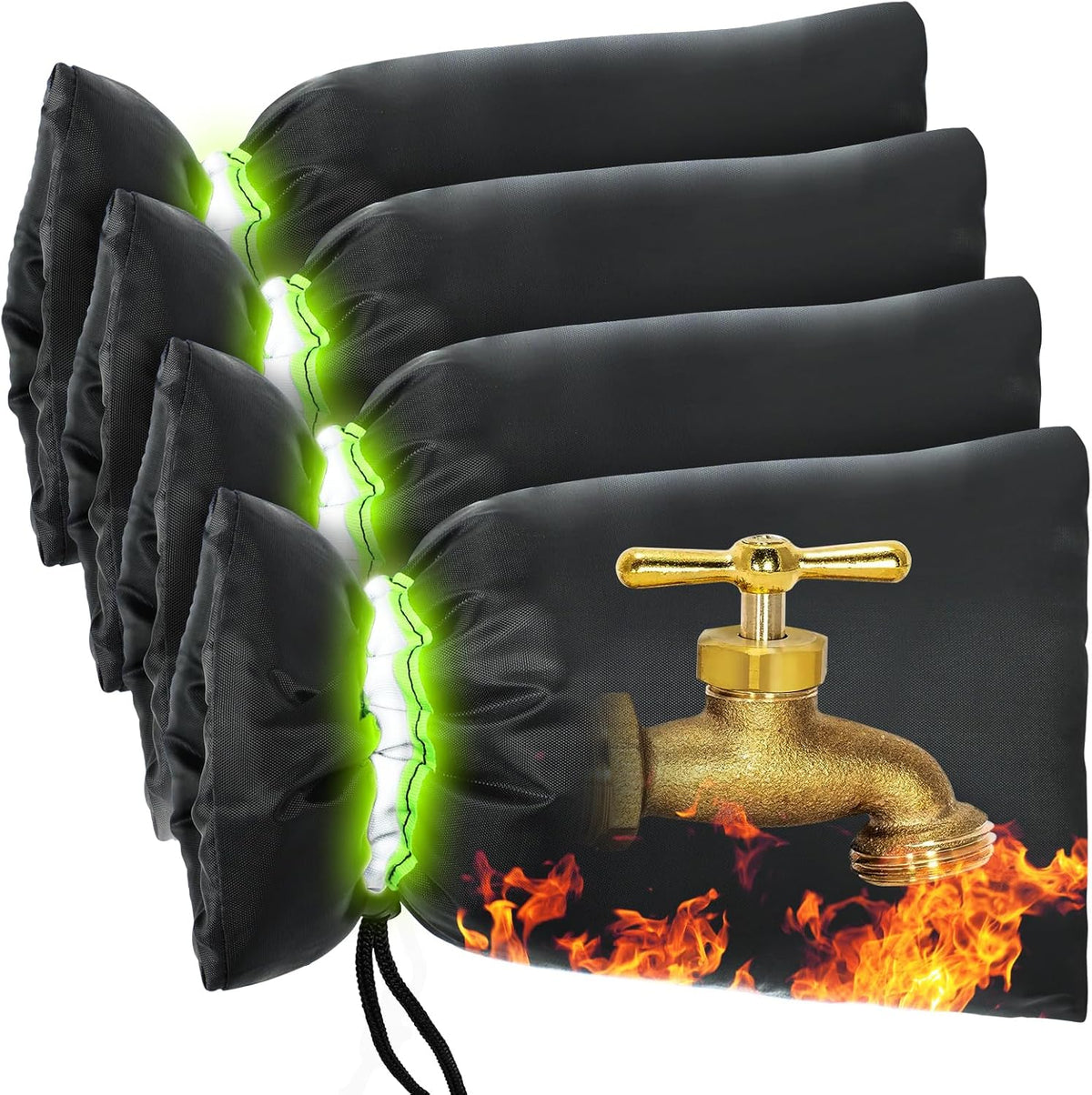 Outdoor Faucet Cover for Winter - 4 Packs 7.09''W x 10.24''H Water Socks Freeze Protection Pipe Insulation Reusable Waterproof Insulated Spigot Backflow Cover