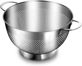 Stainless Steel Colander for Kitchen | 5 Quart Durable Rice and Pasta Strainer with Handle | Oversized Handles | Nesting Design | Rust-Resistant & Dishwasher Safe