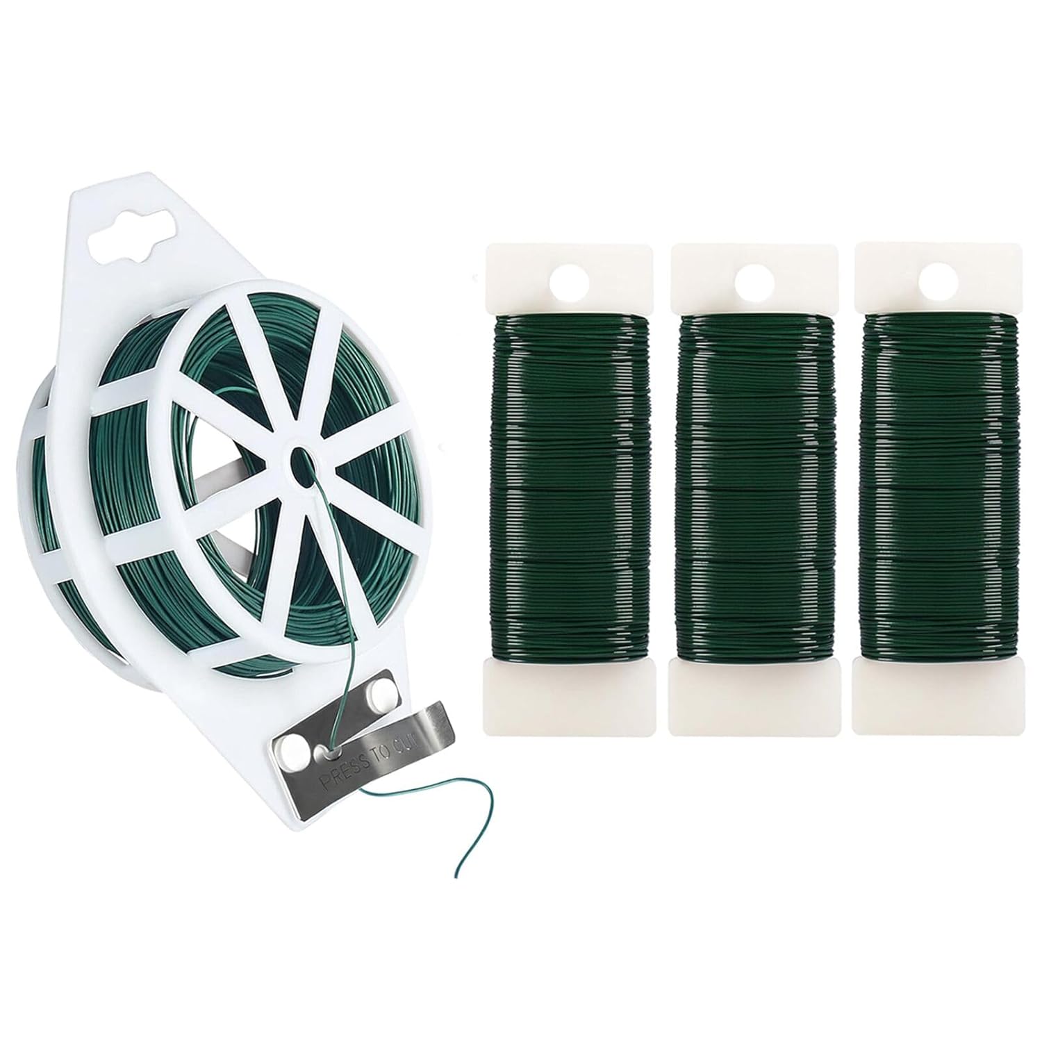 328 Feet 22 Gauge Floral Wire with Cutter and 3 Pack Green Floral Wire