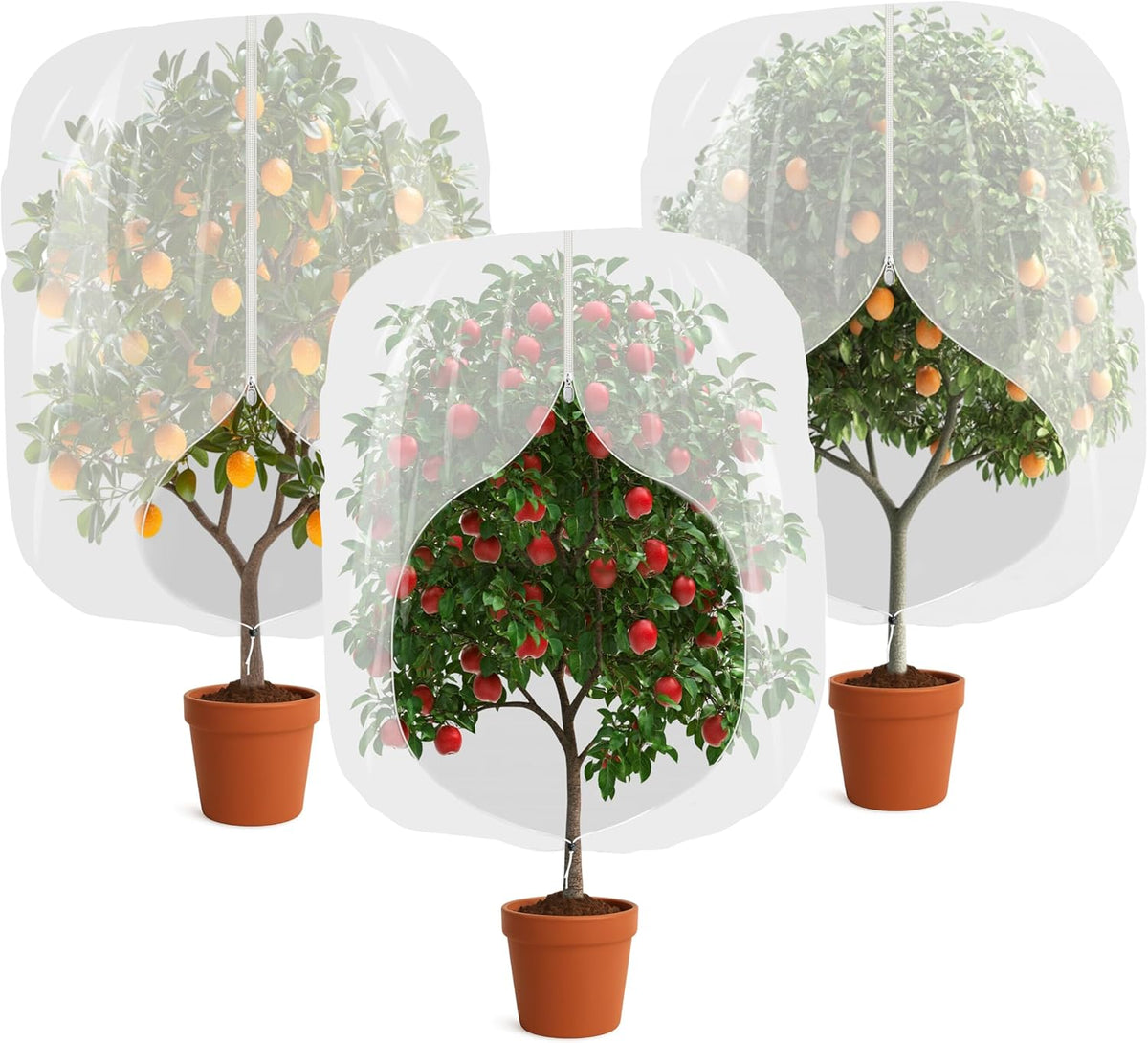 3pcs Fruit Tree Netting with Zipper and Drawstring,2.62 * 3.28 Ft Bird Garden Netting for Garden Protection,Cover for Blueberry Tomato Strawberry and Plants Protection from Insect Squirrels Birds