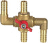 All Solid Brass Body Automobile Integrated 4-Way Heating Water Manual Control Valve 5/8” (16mm) OD Barb