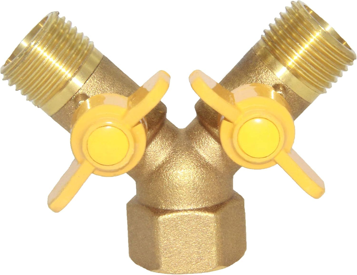 3 Way Split Brass Shut Off Ball Valve Fitting G 1/2" Male x Male x 1/2" Female Thread Y Shaped Type Union Intersection with 2 Switch