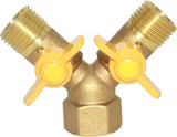 3 Way Split Brass Shut Off Ball Valve Fitting G 1/2" Male x Male x 1/2" Female Thread Y Shaped Type Union Intersection with 2 Switch