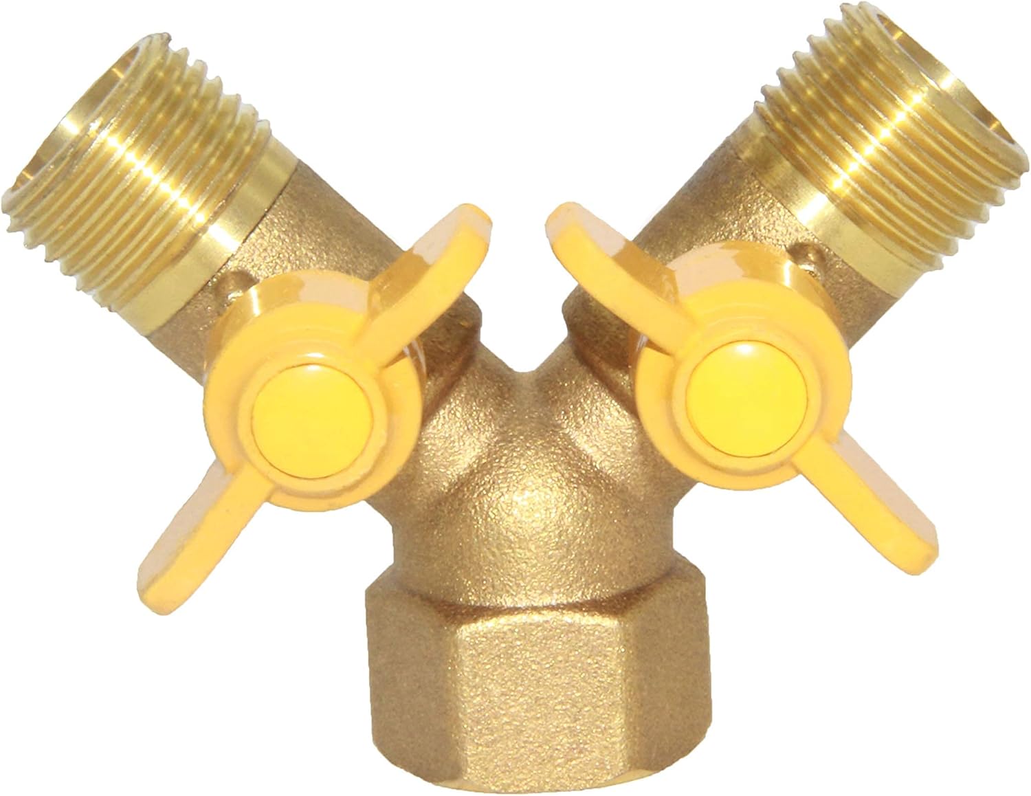 3 Way Split Brass Shut Off Ball Valve Fitting G 1/2" Male x Male x 1/2" Female Thread Y Shaped Type Union Intersection with 2 Switch