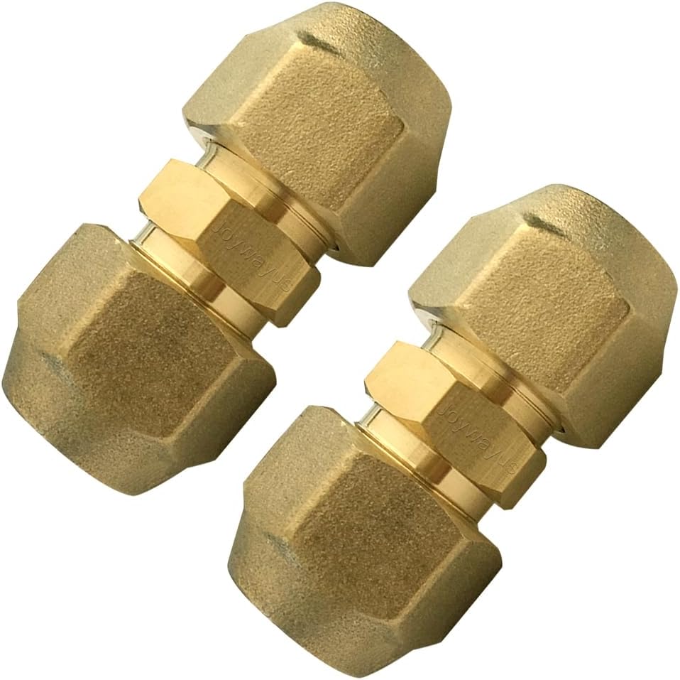 5/8" Air Conditioning Copper Pipe Extension Double Connector with Flare Nuts and Connectors Free Welding for Butt Copper Tube Diameter 5/8"(15.58mm)