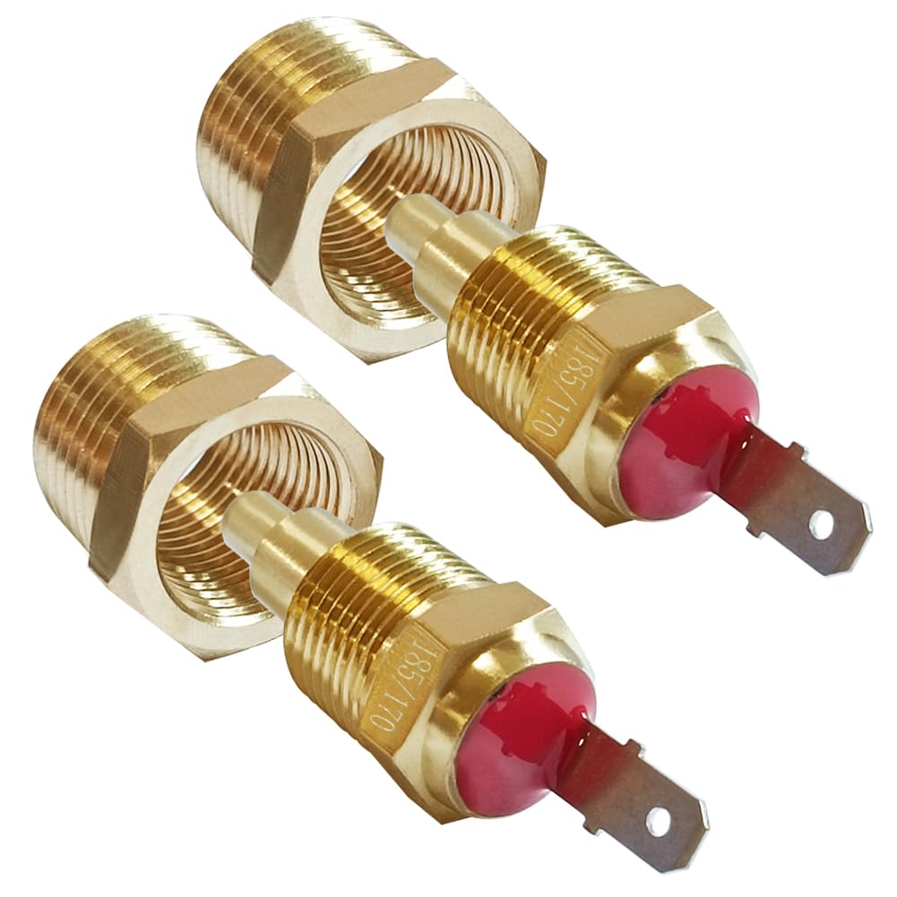 185 to 175 Degree Fan Thermostat Temperature Switch, Electric Engine Cooling Fan Thermostat Temperature Sensor Switch, 3/8" NPT Pipe Thread, Fit for 10" 12" 14" 16" Fan