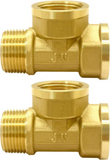 2PCS Brass Pipe Fitting Barstock Tee 3 Way NPT 3/4" Female x 3/4" Female x 3/4" Male Fitting