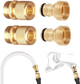 2Set Faucet Quick Connect to Garden Hose 22mm Female x 24mm Male Thread to 3/4" GHT Male Thread Snap Adapter for Bathroom Kitchen Indoor Sink Faucet
