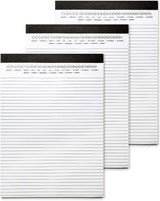 Legal Pads 8.5 x 11 with Date on Top, Narrow Ruled, White Note Pads College Ruled Writing Tablets for Office, School, 50 Sheets, 3 Pack
