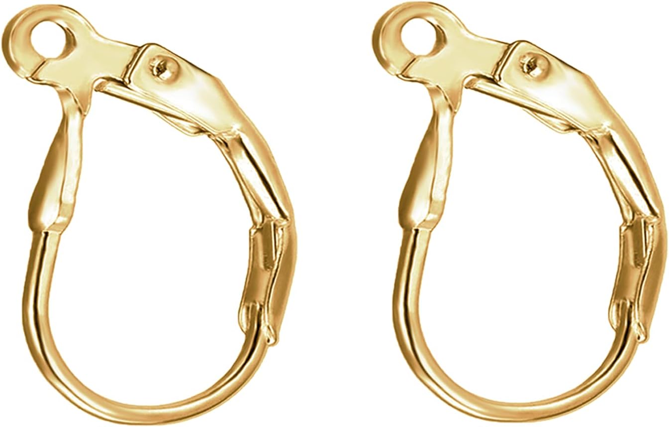 14k Gold Filled Leverback Earring Hooks 4pcs French Ear Wire Lever Back Earwire for Jewelry Making Crafting