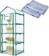 2 Pcs 4 Tier Greenhouse Replacement Cover- 27 x 19 x 63 Inch Clear PVC Plant Greenhouse Cover with Roll-Up Zipper Door for Gardening Plants Flowers (Frame Not Include)