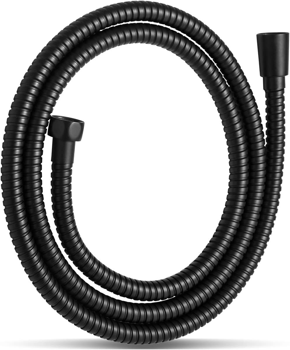 Shower Hose, Kink Free Stainless Steel Shower Hose Attachment Electroplating Handheld Shower Head Hose Flex Hoses Extension with Brass Insert & Nut for Pet Bathing Cleaning 60 in, Matte Black