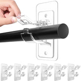 6-Pack No Drill Needed Curtain Rod Holders, Self Adhesive Rod Brackets for Smooth Walls, Multipurpose Nail-Free Stick on Curtain Rod Hooks, Screw Mount Curtain Hangers for Textured Surfaces