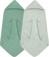 2 Pack Hooded Baby Towels, 100% Muslin Cotton Bath Towel for Babies, Newborn, Infant and Toddler, Absorbent Soft Baby Bath Towel with Hood, Boy and Girl Bath Essentials