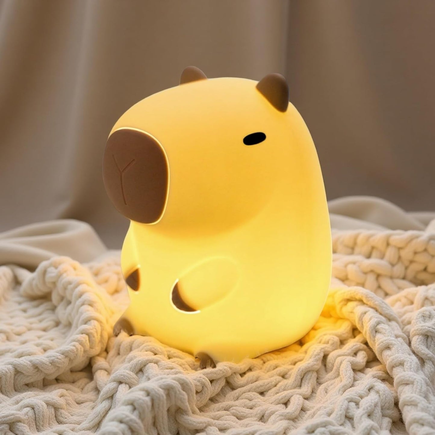 Capybara Night Light White Elephant Gifts - Rechargeable Silicone Touch Lamp, 2-Level Dimmable, 20-Min Timer, Safe Nursery Decor for Kids & Valentines Day Gifts