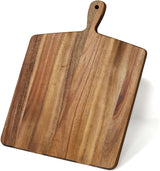 Acacia Wood Cutting Board with Handle, Wooden Chopping Board for Meat, Cheese, Bread & Vegetables, Decorative Charcuterie Serving Board for Kitchen Cooking, Pizza & Party Dining, 17"x13"