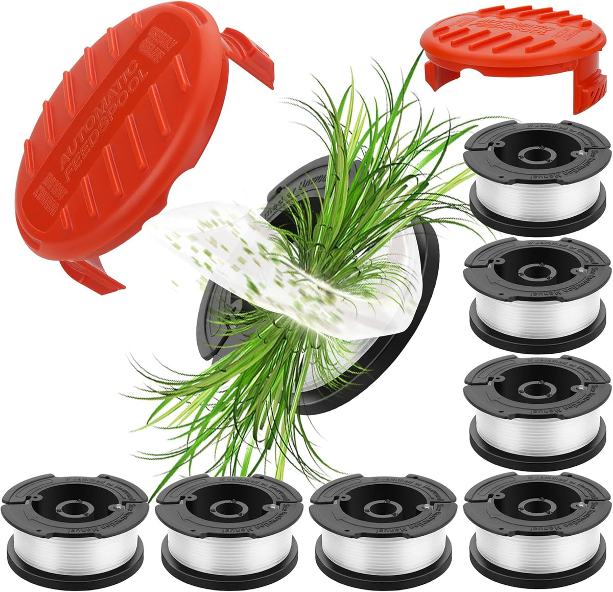 10 Pack Weed Eater String Compatible with Black and Decker 0.065" AF-100 Autofeed Replacement Spools 240ft and Black&Decker String Trimmer Spool Trimmers (8-Line Spool + 2 Cap+2 Spring)