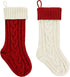 2 Pack 18" Personalized Christmas Stockings, 18inch Large Cable Knitted Xmas Hanging Stocking Decorations for Holiday Christmas Party Family Decor (Lvory/Burgundy)