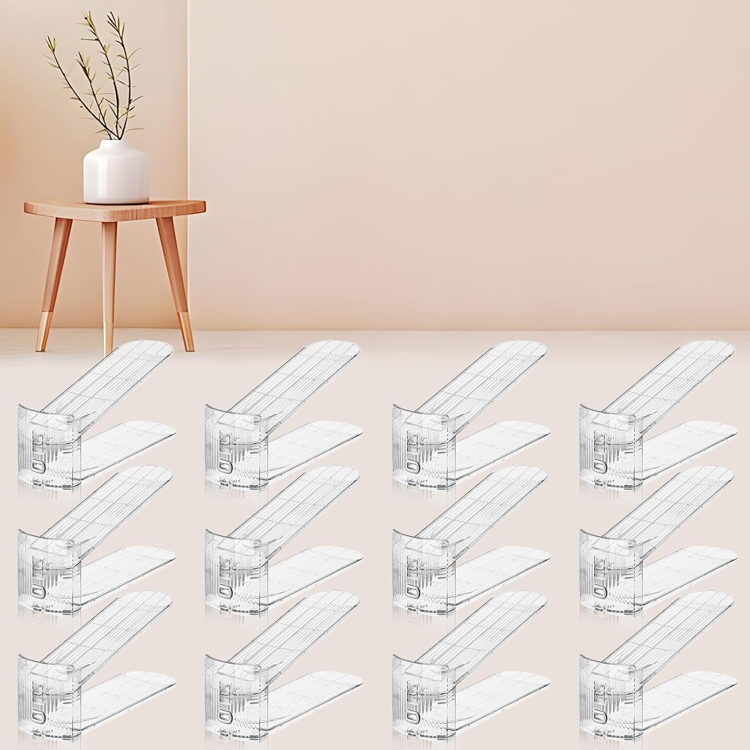 Shoe Slots Organizer for Closet,12PACK Shoe Stacker Shoe Rack Organizer for Closet Space Saver Storage Shoe Holder Organization(Transparent)