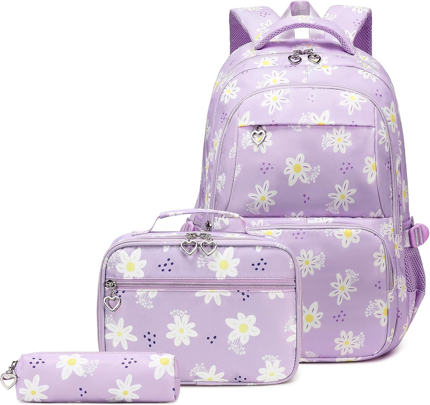 Backpack with Lunch Box for Teenage Girls Little Daisy School Book Bag and Lunch Bag Set for Kids