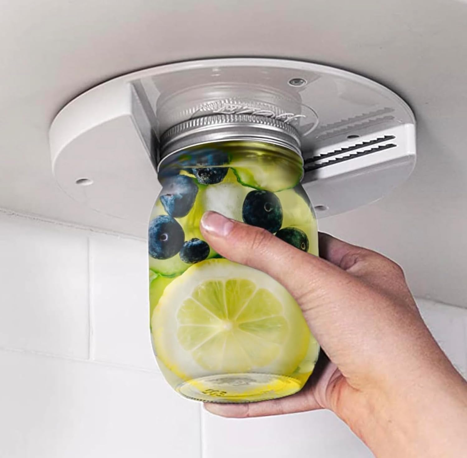 Jar Opener for Seniors - Under Cabinet Jar Openers for Weak Hands, Easy Grip, Arthritis jar opener, One Handed Gadgets & Bottle Opener - Essential Kitchen Gadgets for Home Assistance - White
