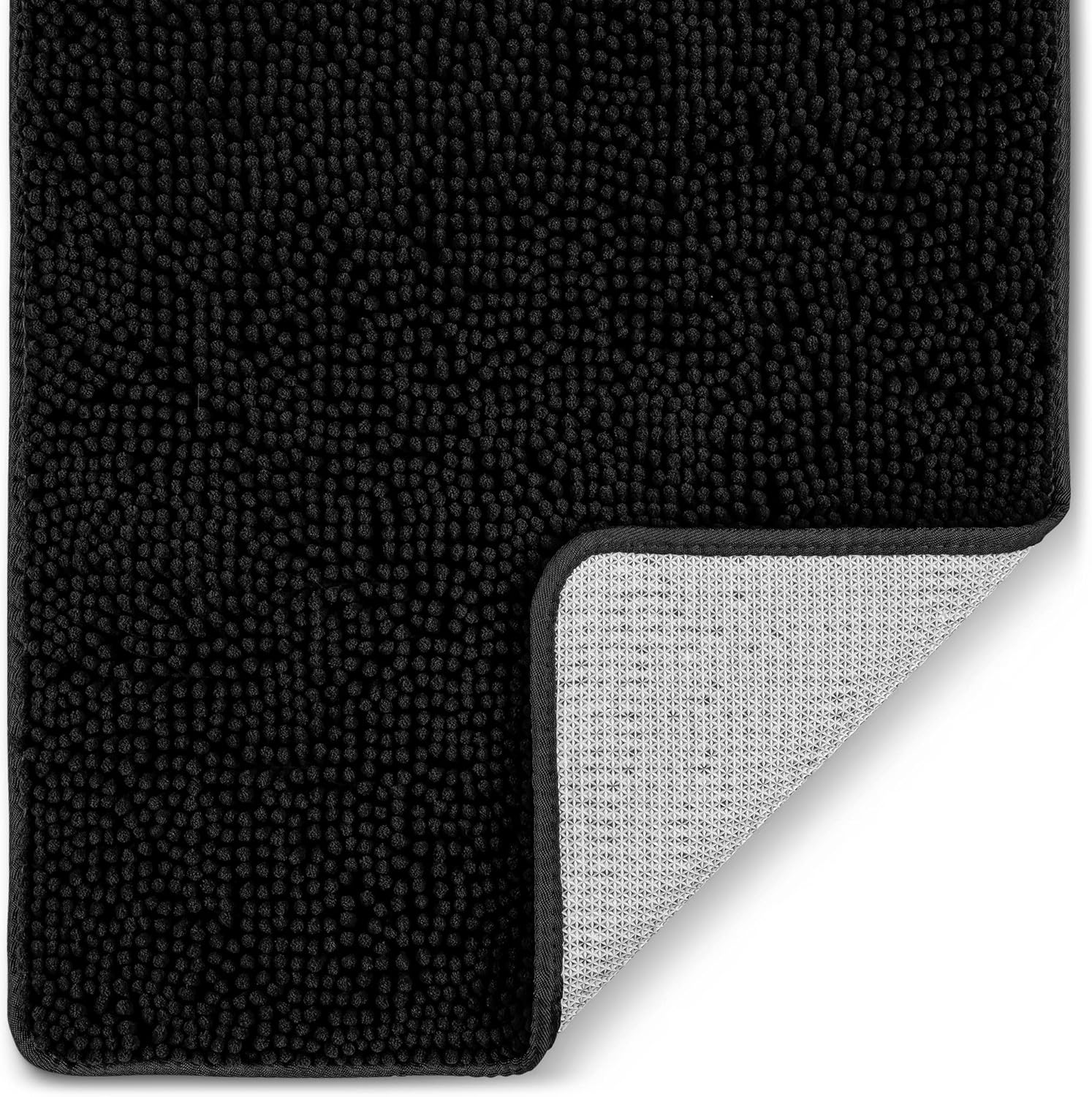Soft Shaggy Bathroom Rug - Ultra Absorbent Bath Mat - Microfiber Thick Bath Rug for Bathroom, Under The Sink, Bedroom, Shower (Black, 20"x30")