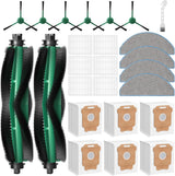 25 Pcs Replacement Parts for iRobot Roomba 104/105 Vac/ 105 Combo/ Q052 Robot Vacuum, Q0520 105 Accessories Include 2 Main Brushes, 6 Filters, 6 Dust Bags, 6 Side Brushes, 4 Mop Pads, 1 Clean Brush