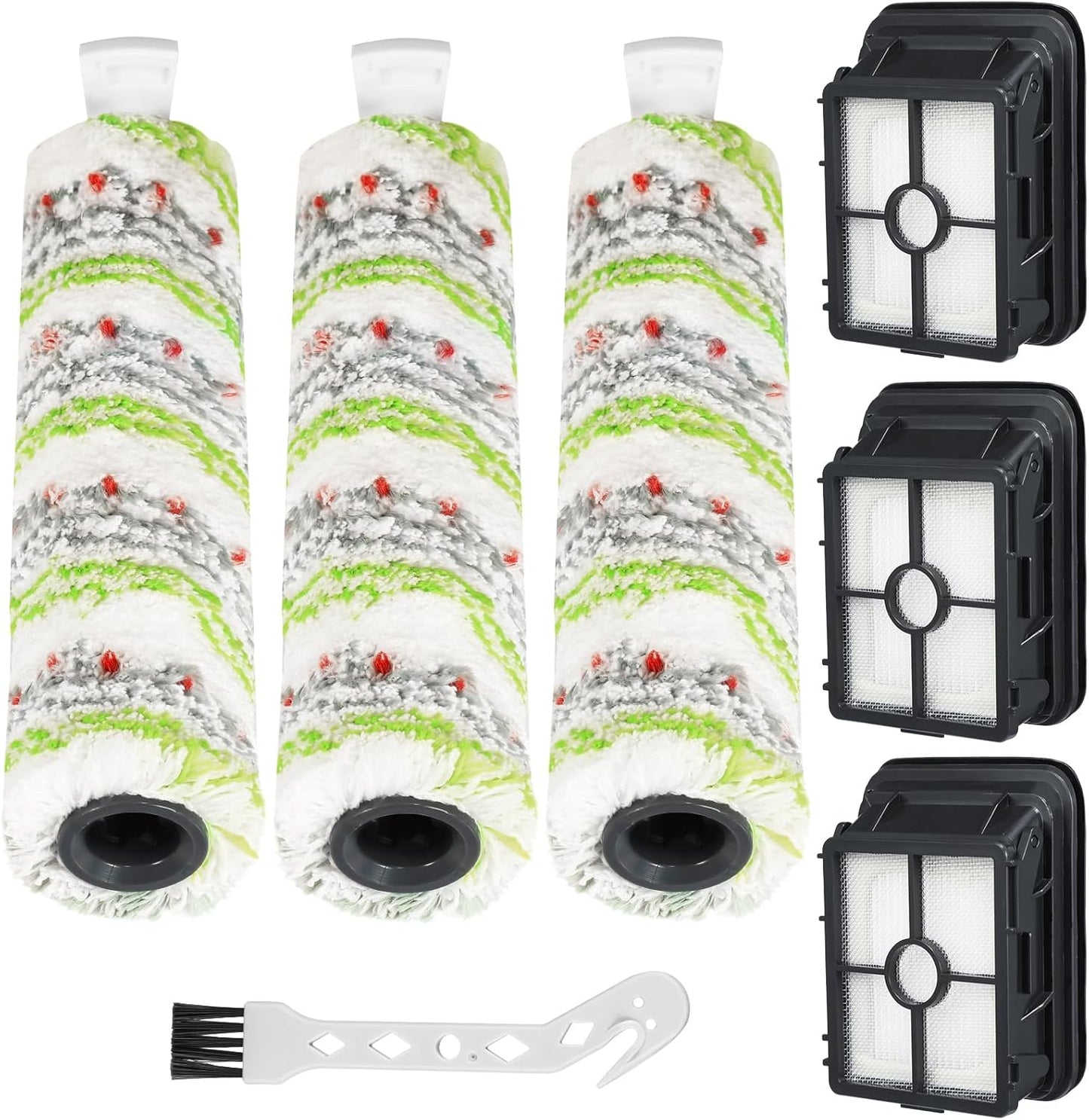 3 Pack Multi-Surface Pet Brush Rolls 2788 and Vacuum Filters 1866 Compatible with Bissell CrossWave Max 2554 2554A 2590 2593 2596, for HydroSteam 35151 3515 35152 3513 3518, Part 1618641&1608684