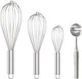 304 Stainless Steel Whisk Set & Stainless Steel Ice Cream Scoop, 3 Pack Whisks and Heavy Duty Scoop for Kitchen Cooking and Dessert Making