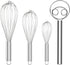304 Stainless Steel Whisk Set & Danish Dough Whisk, 3 Pack Professional Kitchen Whisks, Metal Whisks for Blending, Beating, Mixing Dough
