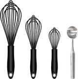 Silicone Whisk & Stainless Steel Ice Cream Scoop Set, Kitchen Essentials for Cooking and Desserts