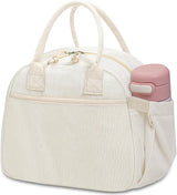 Lunch Box for Women, Insulated Lunch Bag Cute Corduroy Lunchbox Reusable Tote Bags for Work (beige corduroy)
