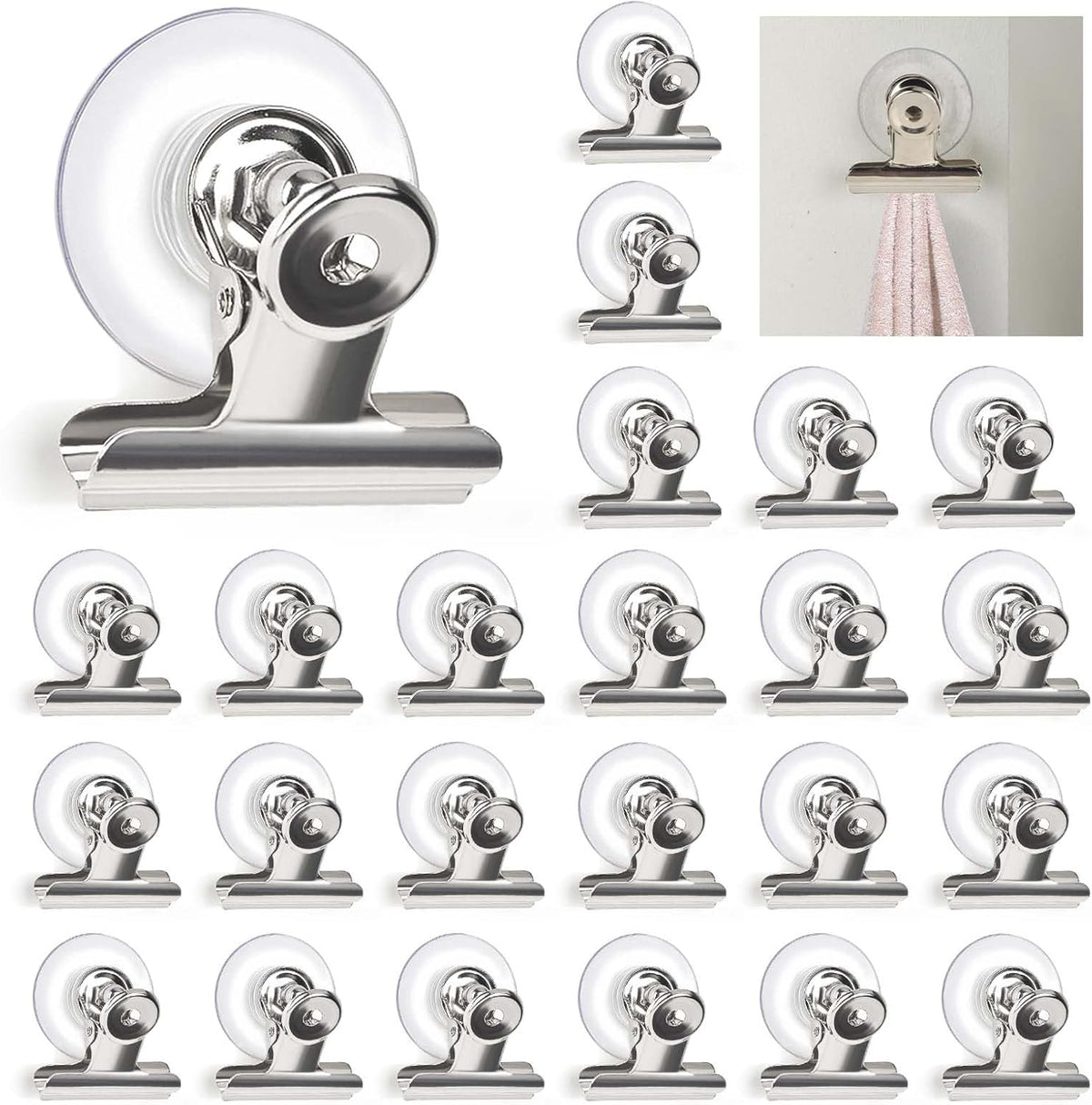 Suction Cup Clips for Windows 24Pcs Suction Clips Clear Suction Cup Clamp Holder Suction Cups with Clips for Home and Office