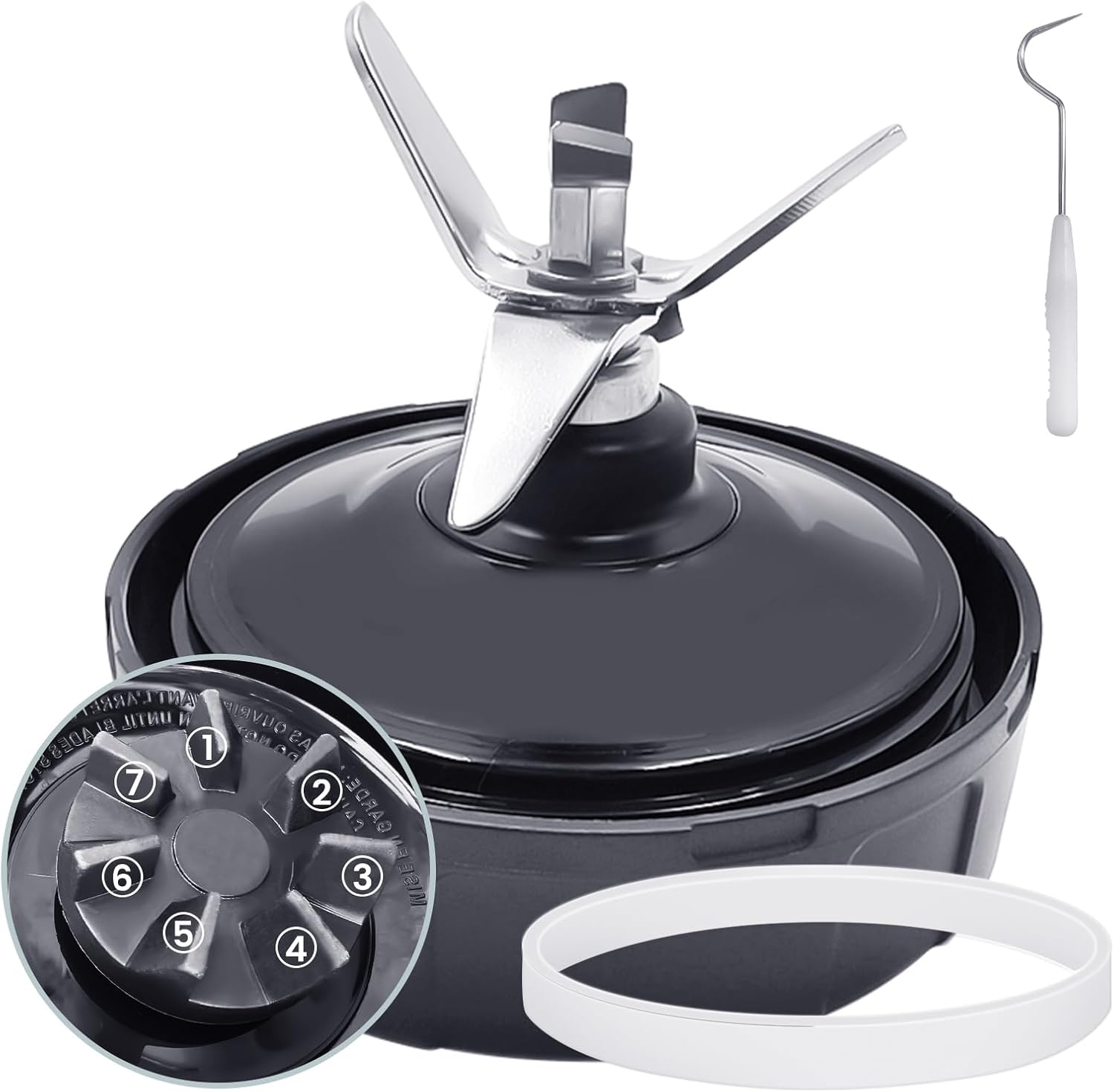 Ninja blender blade with 7 fins and rubber gasket